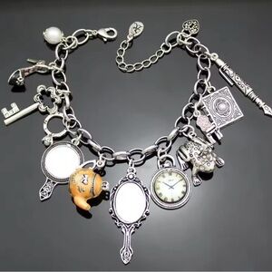Vintage Style Wonderland Mirror Charms Bracelet